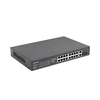 11. LANBERG Switch Rack 19" 16x 100MB PoE+/2x Combo Gigabit 250W Unmanaged RSFE-16P-2C-250