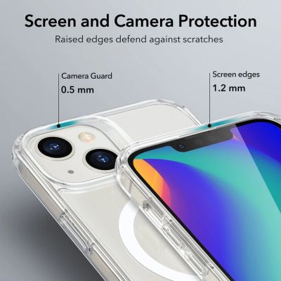 6. ESR Classic Hybrid Halolock-Hülle mit MagSafe für iPhone 13 / iPhone 14 – transparent