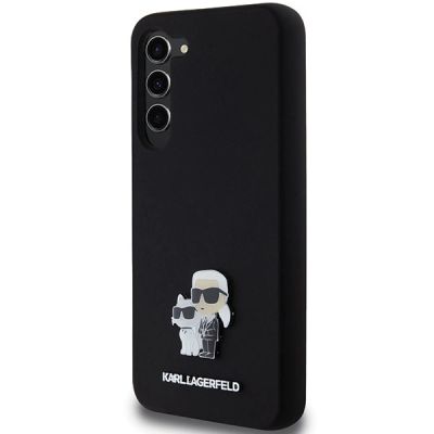 2. Karl Lagerfeld Silikon Karl&Choupette Metal Pin Hülle für Samsung Galaxy S24+ – Schwarz