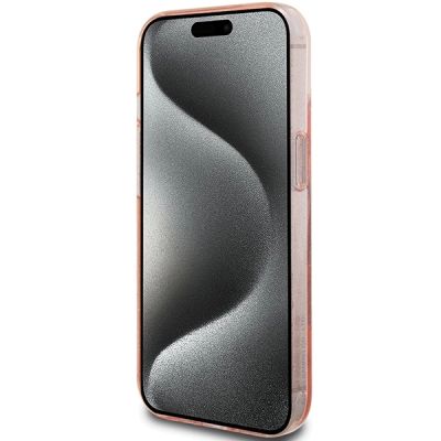 5. Hello Kitty Ringständer Glitzer Electrop Logo MagSafe Hülle für iPhone 15 Pro Max – Pink