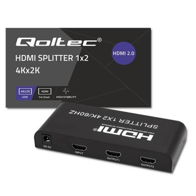 6. QOLTEC Splitter 2xHDMI 4Kx2K | 6GB/s | 60Hz