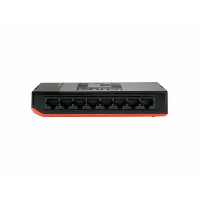 4. LevelOne GSW-0807 Netzwerk-Switch, unmanaged Gigabit Ethernet (10/100/1000), Schwarz, Rot