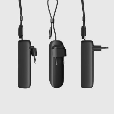 6. SBS Hybrid PD 20W 5000mAh Powerbank mit integriertem Kabel und faltbarem Stecker - Schwarz