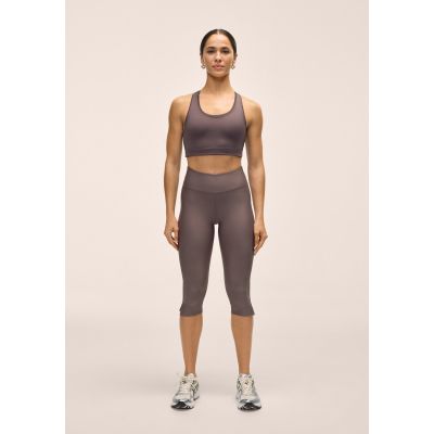 CASALL Damen Capri-Leggings mit Schlitz und normalem Bund, Trainingsleggings, Grau