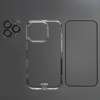 3. SBS-Set mit D3O-Technologie für iPhone 16 Pro Max – Hülle + Displayglas und Kameraschutz – transparent