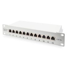 Digitus Patchpanel 10'' 12x RJ45, LSA-Level, Cat.6A, geschirmt, 1 HE, grau, Kabelführung