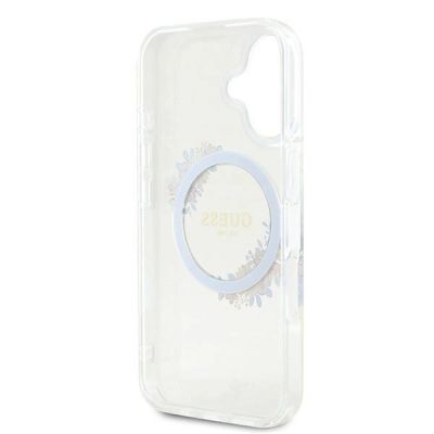 7. Guess IML Blumenkranz MagSafe Hülle für iPhone 16 Plus – Transparent