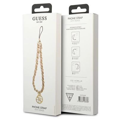 4. Guess, Anhänger GUTSAS4P Phone Strap pink/pink Kette Metall 4G Charm