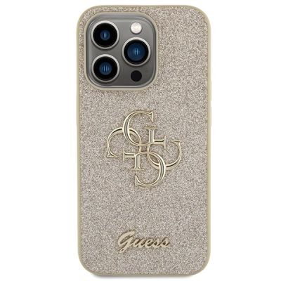 3. Guess Glitter Script Big 4G iPhone 15 Pro Hülle - Gold