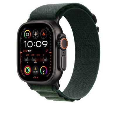 2. Apple Watch Alpine Loop Armband für Watch Ultra 49mm Dunkelgrün / Titan schwarz (S)