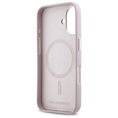 7. Karl Lagerfeld FW Metal Plate MagSafe Hülle für iPhone 16 – Rosa