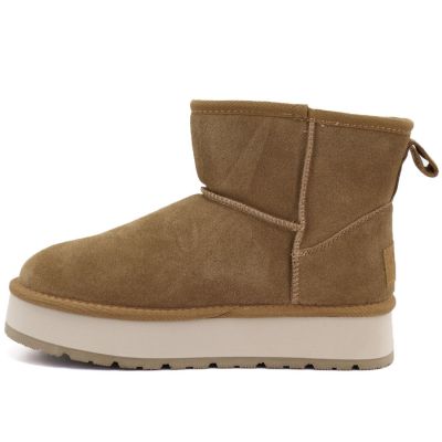 3. Damen-Ankle-Boots aus Leder mit Plateau, beige, Big Star UU274692