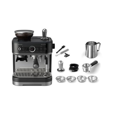 26. Philips PSA3218/10 Kaffeemaschine Barista Brew, 15 bar Pumpendruck, integrierter Milchaufschäumer, halbautomatisch, 1350 W, Schwarz