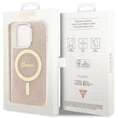 8. Guess IML 4G MagSafe Hülle für iPhone 15 Pro – Rosa