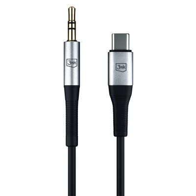 13. 3mk AUX-Miniklinkenkabel (3,5 mm) / USB-C-Kabel – silber