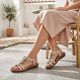 8. Goldfarbene Damen-Sandalen mit Blumenmuster, Rieker V7573-90