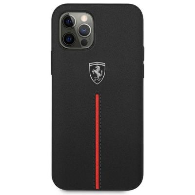 3. Ferrari FEOMSHCP12LBK iPhone 12 Pro Max schwarz/schwarz Hardcase Off Track Leather Nylon Stripe