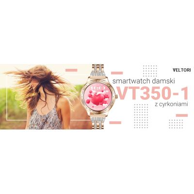 15. VELTORI VT350-1 Damen-Smartwatch mit roségoldenem Armband
