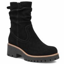 Damen-Ankle-Boots aus Leder, gerüscht, schwarz, Filippo DBT6402