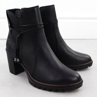 13. Schwarze Leder-Stiefeletten mit Blockabsatz Rieker Y2567-00