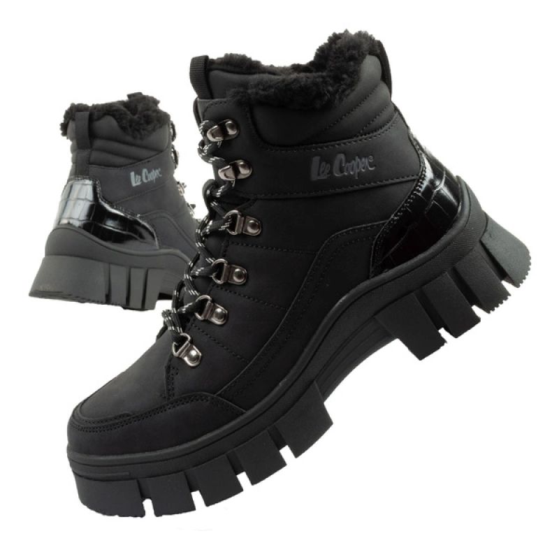 Lee Cooper Damen Winter Wandersportschuhe, isoliert, schwarz, hoch