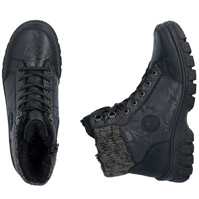 11. Rieker Z7230-00 Wasserdichte Leder-Damenstiefel Schwarz