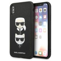 Karl Lagerfeld Saffiano Karl&Choupette Head Case für iPhone X/XS – Schwarz