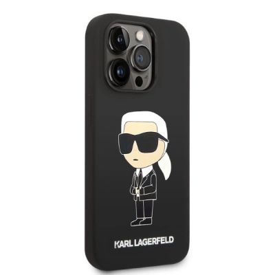 4. Karl Lagerfeld Silikon Ikonik MagSafe Hülle für iPhone 14 Pro – Schwarz