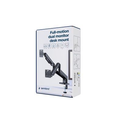 5. GEMBIRD Schreibtischarm/Halterung für zwei Monitore (verstellbar) 17"-32", Tragkraft bis zu 10 kg, Schwarz