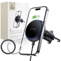 Tech-Protect MM15W-V4 Autotelefonhalter mit MagSafe 15W induktivem Ladegerät für Lüftungsschlitze – Schwarz