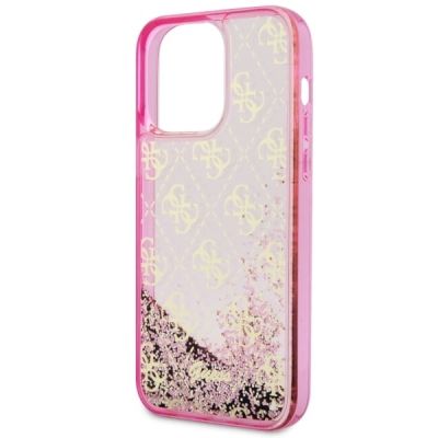 6. Guess GUHCP14LLC4PSGP iPhone 14 Pro 6.1" pink/pink Hardcase Liquid Glitter 4G Transculent