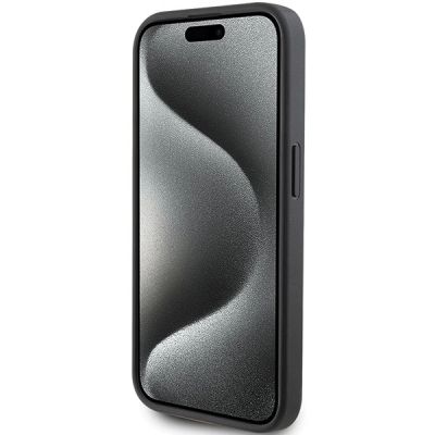 5. Karl Lagerfeld Saffiano Cardslot Karl&Choupette Metal Pin Hülle für iPhone 15 Pro – Schwarz