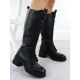 4. Damen-Lederstiefel im Offiziersstil mit Schnürung und Blockabsatz, schwarz, Vinceza 66804