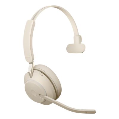 3. Jabra Evolve2 65 UC Mono Link380c Kabelloser Over-Ear-Kopfhörer, Beige + Ständer