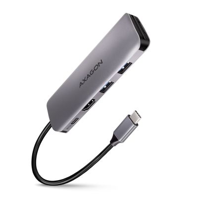 Axagon HMC-5 Dockingstation, kabelgebunden, USB 3.2 Gen 1 (3.1 Gen 1), Typ-C, Grau