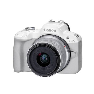 3. Canon EOS R50, Weiß + RF-S 18-45mm F4.5-6.3 IS STM Kit, spiegellose Kamera, 24,2 MP CMOS, 6000 x 4000 Pixel, Weiß