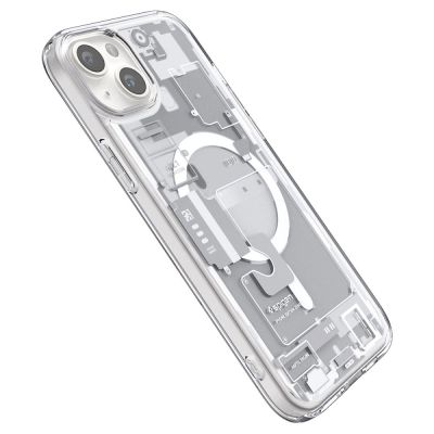 9. Spigen Ultra Hybrid Mag Case mit MagSafe für iPhone 15 Plus – Weiß (Zero One Pattern)