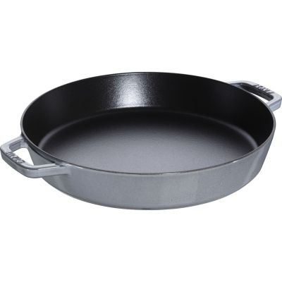 Gusseisenpfanne mit zwei Griffen Staub – 34 cm, Graphitgrau