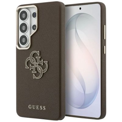 Guess Schutzhülle mit genarbtem, großem 4G-Metalllogo für Samsung Galaxy S26 Ultra – Braun