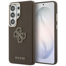 Guess Schutzhülle mit genarbtem, großem 4G-Metalllogo für Samsung Galaxy S26 Ultra – Braun