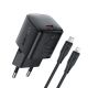 12. Acefast A118 30W GaN USB-C Wandladegerät mit 1,2 m USB-C-auf- Lightning Kabel – Schwarz