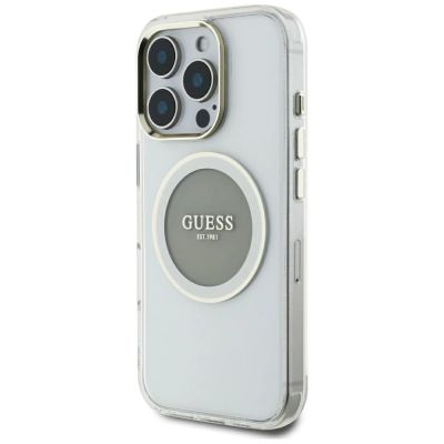2. Guess IML Metal Colored Circle Classic Logo MagSafe Hülle für iPhone 16 Pro Max - Grau