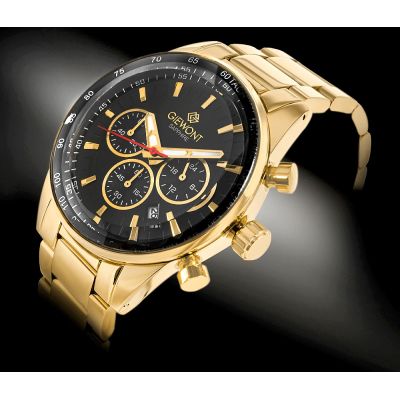2. Herrenuhr Giewont Chronograph Saphir Gold Schwarz GW9140-B4