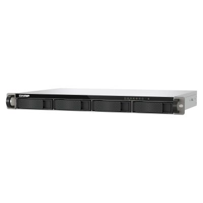 10. Qnap TS-433eU, 1U-Rack, 4x 2,5"/3,5" SATA, ARM Cortex-A55 2,0 GHz 4C, 4 GB RAM, 2x 2,5-GbE-Anschlüsse, 2x USB 3.2, 60-W-Netzteil