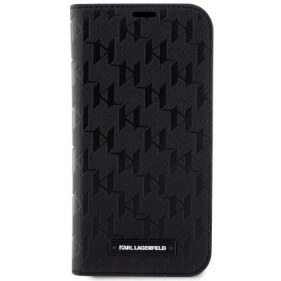 3. Karl Lagerfeld KLBKP14LSAKLHPK iPhone 14 Pro 6,1" Bücherregal schwarz/schwarzes Saffiano-Monogramm