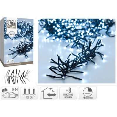 6. Lichterkette für den Weihnachtsbaum, 576 LEDs, Timer, Kaltweiß