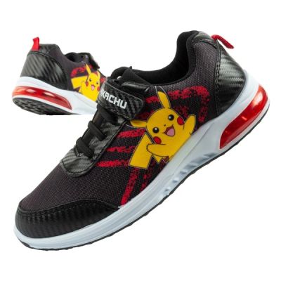 Leomil Kinder-Sportschuhe Pokémon-Sneaker, leicht, mit Klettverschluss und LED-Beleuchtung, schwarz