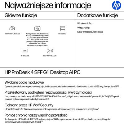 21. HP ProDesk 4 SFF G1i AI PC, Intel Core Ultra 5 225, 16 GB DDR5-SDRAM, 512 GB SSD, Windows 11 Pro, Schwarz