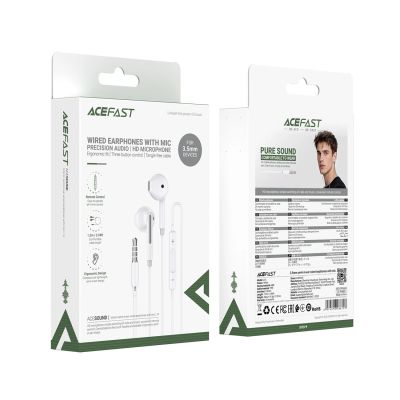 6. Acefast L14 kabelgebundener In-Ear-Kopfhörer mit 3,5-mm-Miniklinkenstecker und Mikrofon – weiß