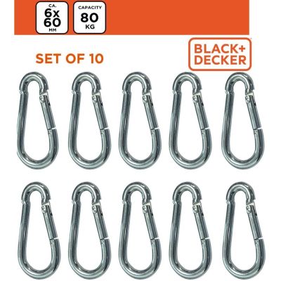 8. Stahlkarabiner, 10 Stück, Black + Decker